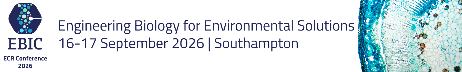 Banner with dark blue background showing DNA. Text: Engineering Biology for Environmental Sustainability. ECR Conference 2025. 8th & 9th July 